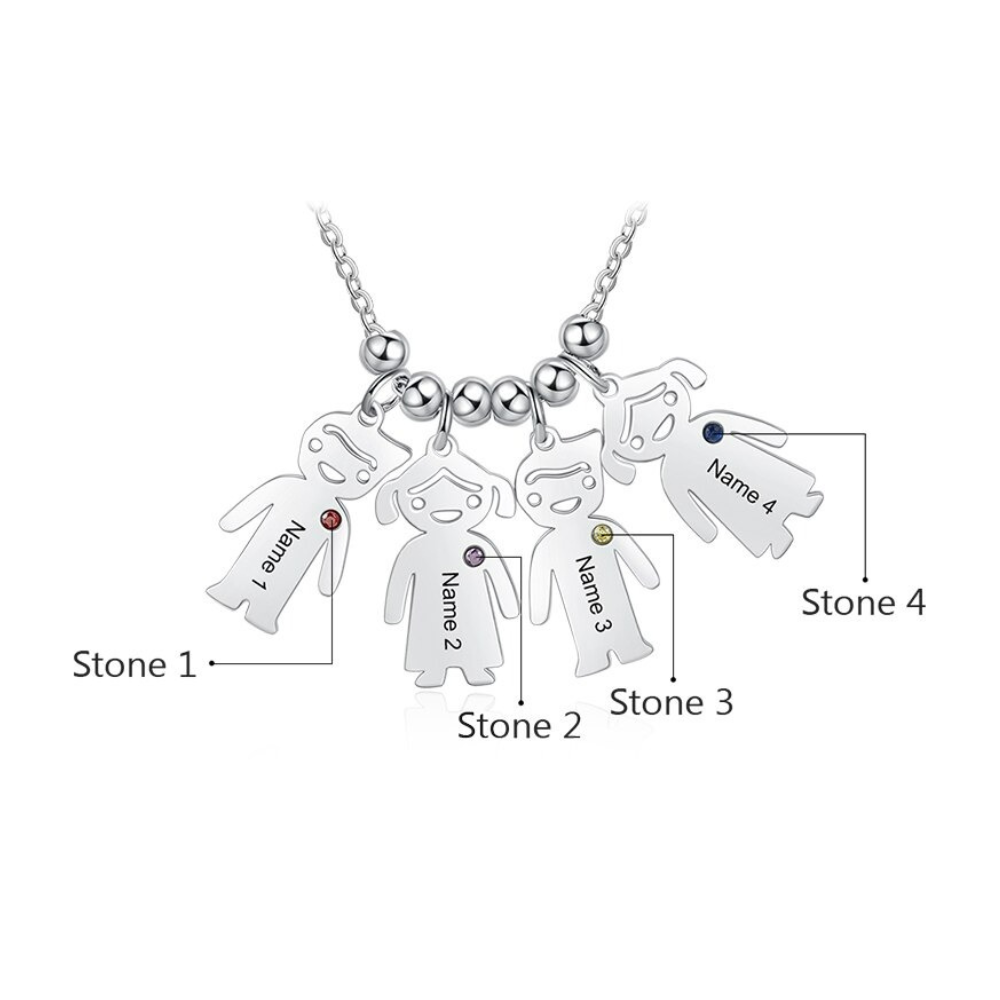 4 Names Personalized Engraved Boy And Girl Pendant-Florence Scovel