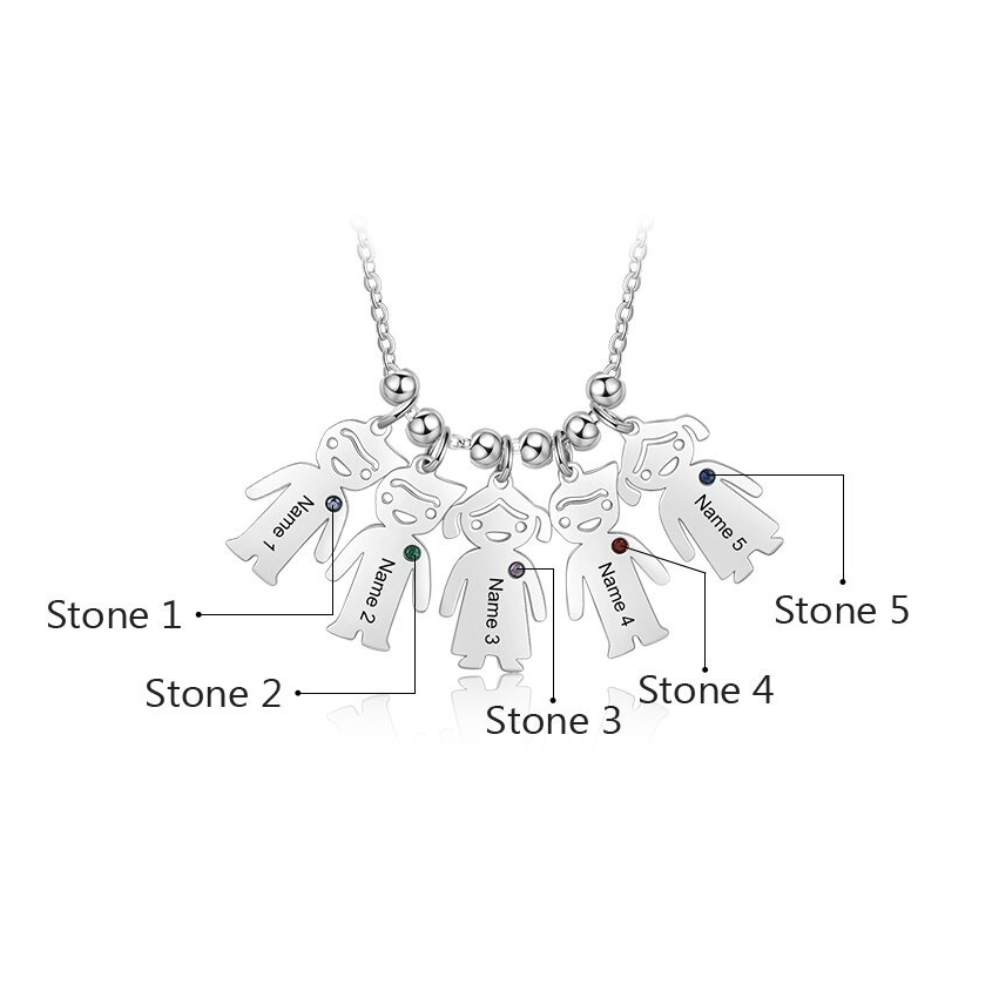 5 Names Personalized Engraved Boy And Girl Pendant-Florence Scovel