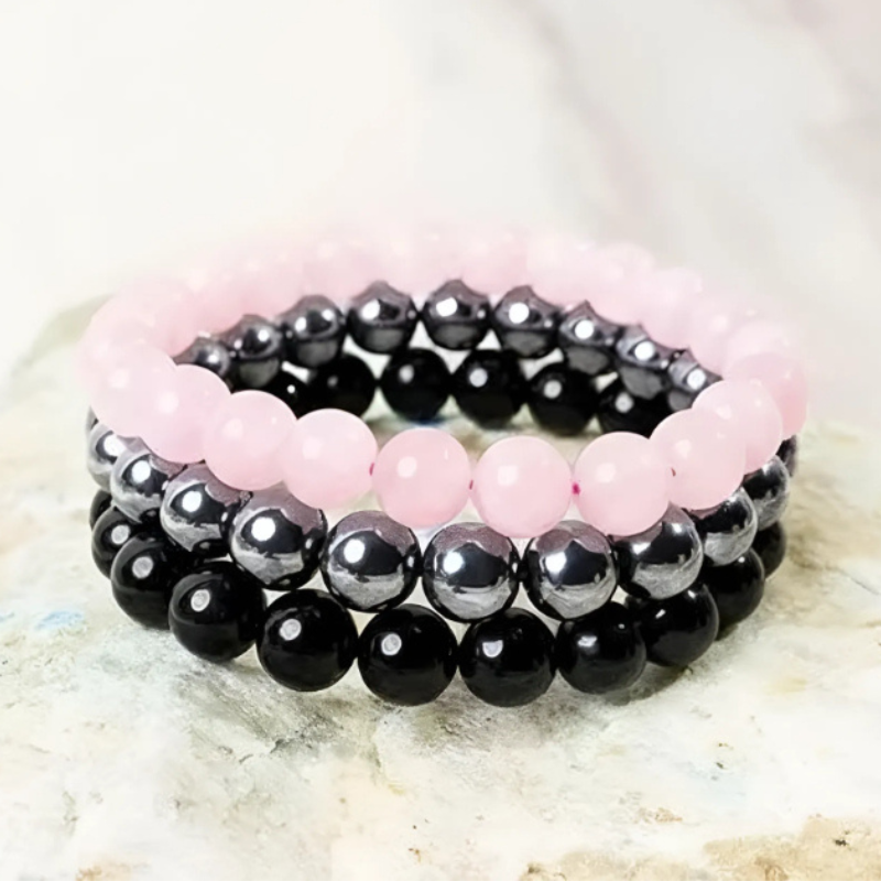 Set Of 3 Crystal Energy Bracelet Stack 