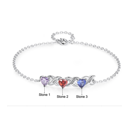 Personalized Inlaid 3 Cordate Birthstone Bracelets For Women-Florence Scovel