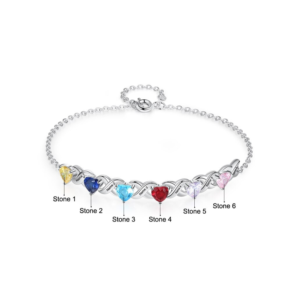 Personalized Inlaid 6 Cordate Birthstone Bracelets For Women-Florence Scovel