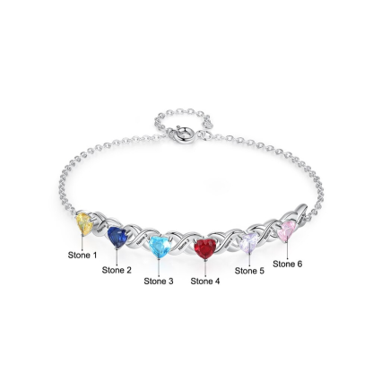 Personalized Inlaid 6 Cordate Birthstone Bracelets For Women-Florence Scovel