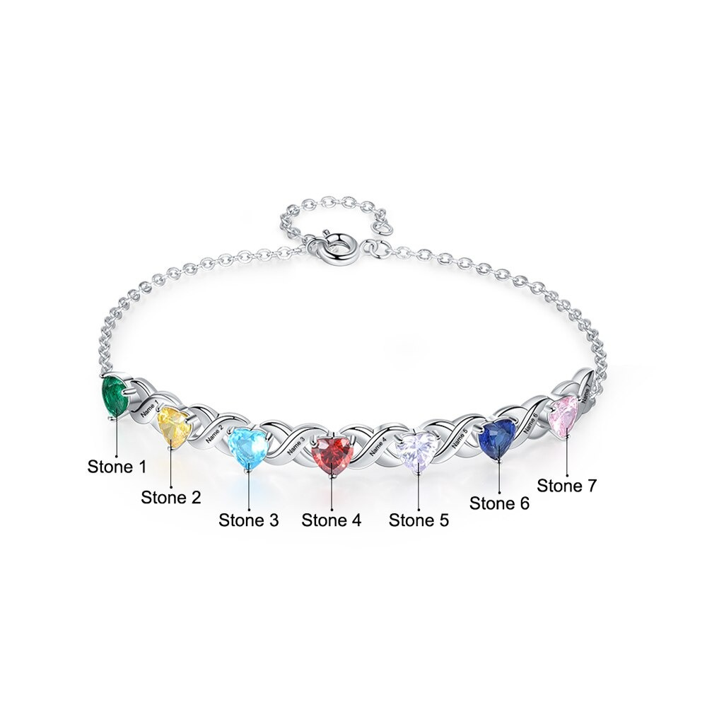 Personalized Inlaid 7 Cordate Birthstone Bracelets For Women-Florence Scovel