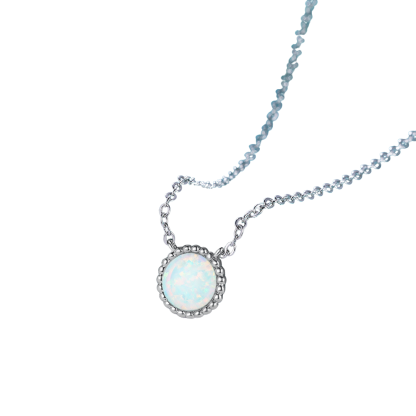 Classic Style Silver White Opal Color Necklace-Florence Scovel