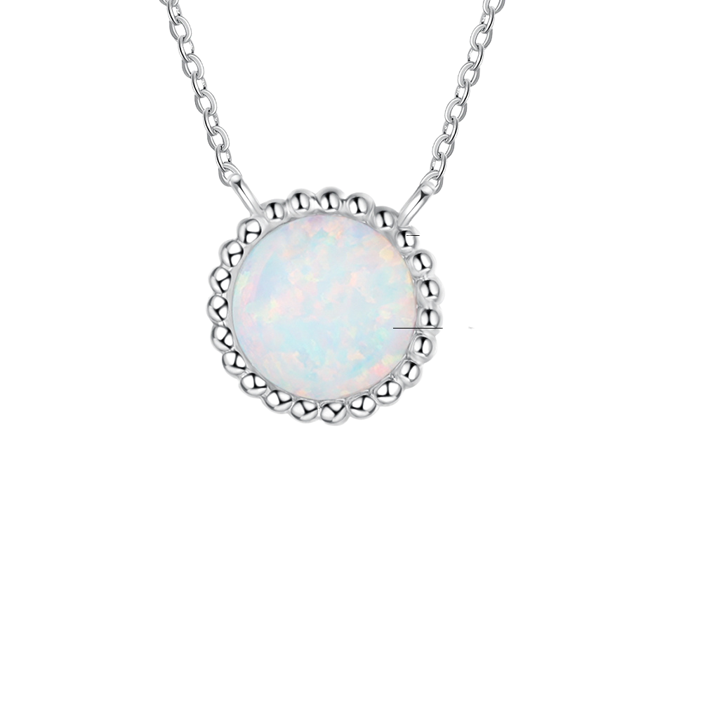 Classic Style Silver White Opal Color Necklace-Florence Scovel