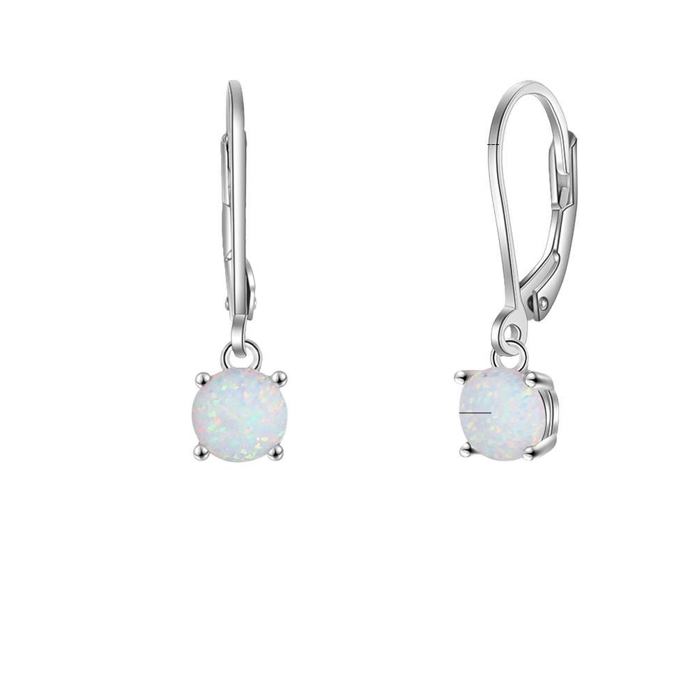 Silver Color White Opal Hoop Earrings For Women-Florence Scovel