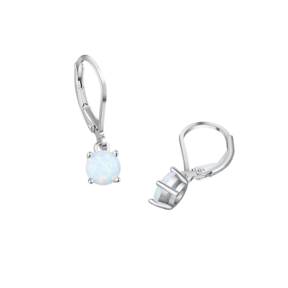 Silver Color White Opal Hoop Earrings For Women-Florence Scovel