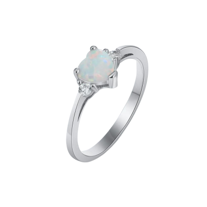Silver Color Opal Stone Ring-Florence Scovel
