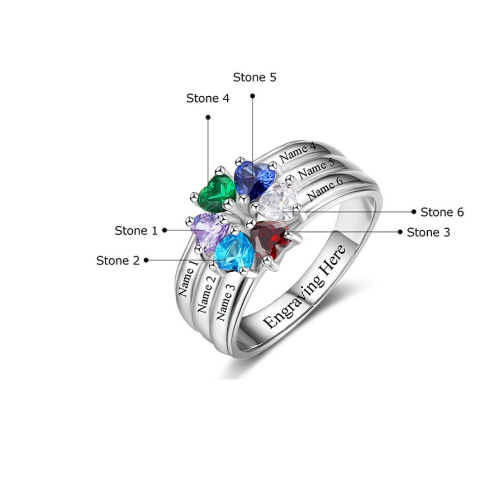 Sterling Silver Custom 6 Name Engraved Rings for Women-Florence Scovel