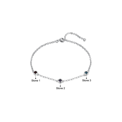 Customized 3 Birthstones Chain Bracelet For Women-Florence Scovel