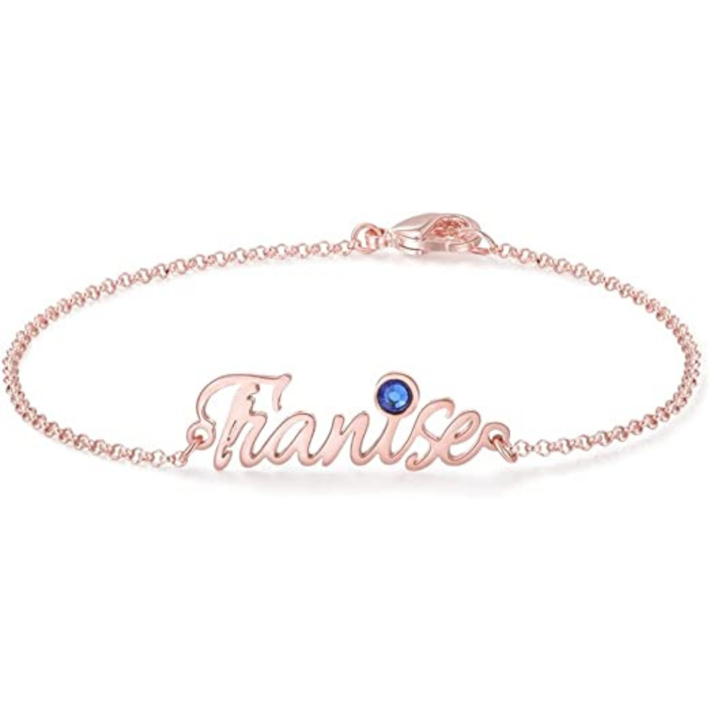 Personalized Women Nameplate Bracelet With Birthstone-Florence Scovel