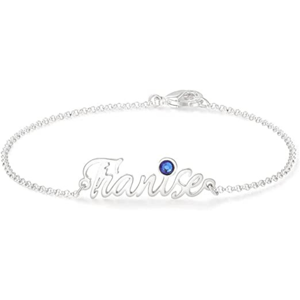 Personalized Women Nameplate Bracelet With Birthstone-Florence Scovel