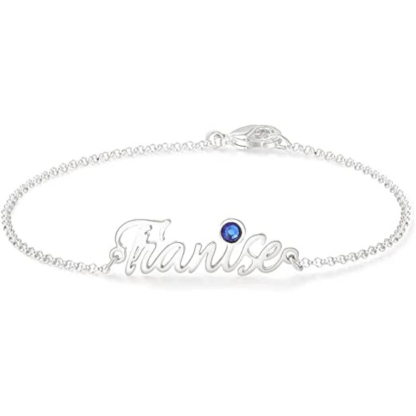 Personalized Women Nameplate Bracelet With Birthstone-Florence Scovel