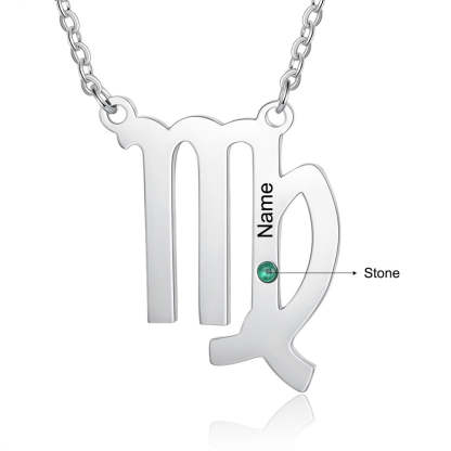 Personalized 1 Name 1 Stone Horoscope Necklace-Florence Scovel