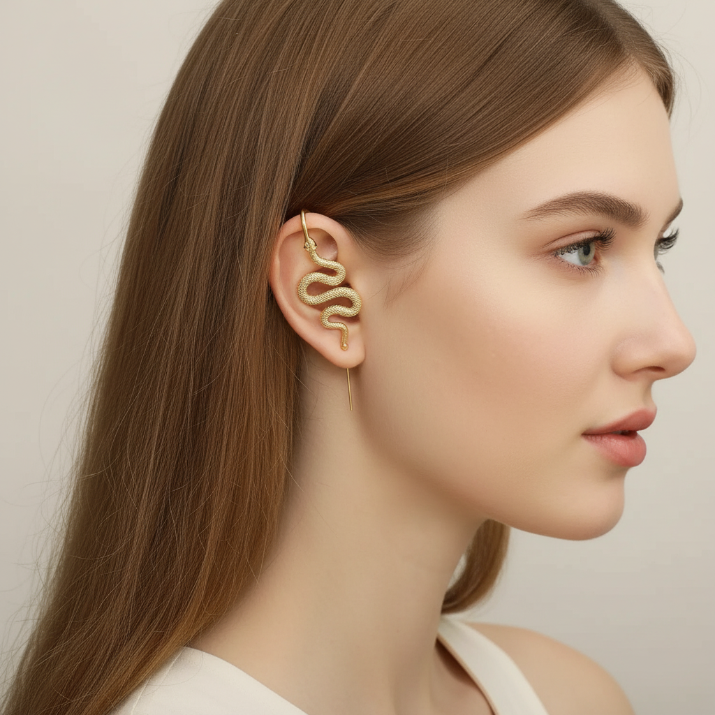 Serpent Hook Earrings With Adjustable Fit And Smooth Finish