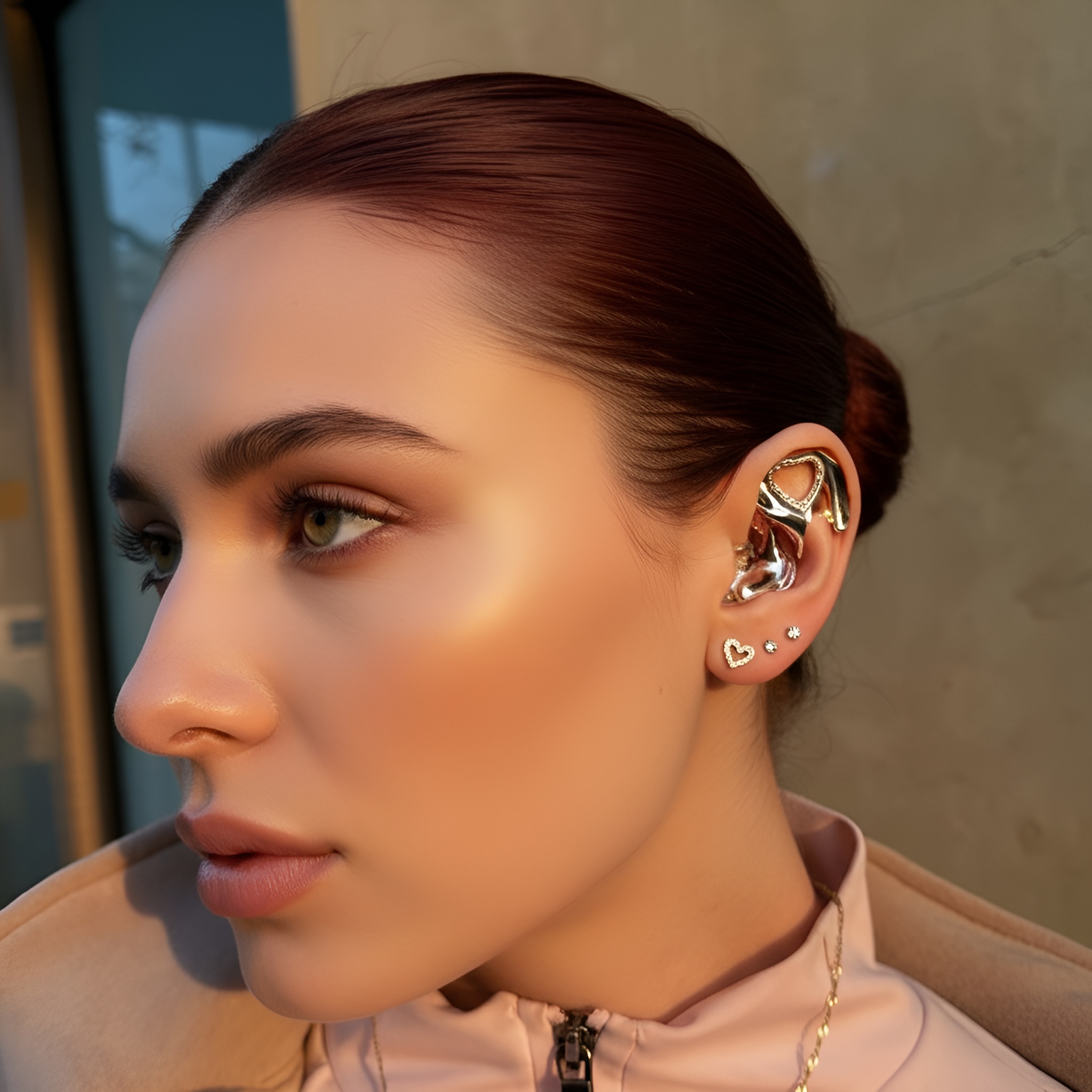 Diamond Halo Sculptural Cuff Statement Jewelry