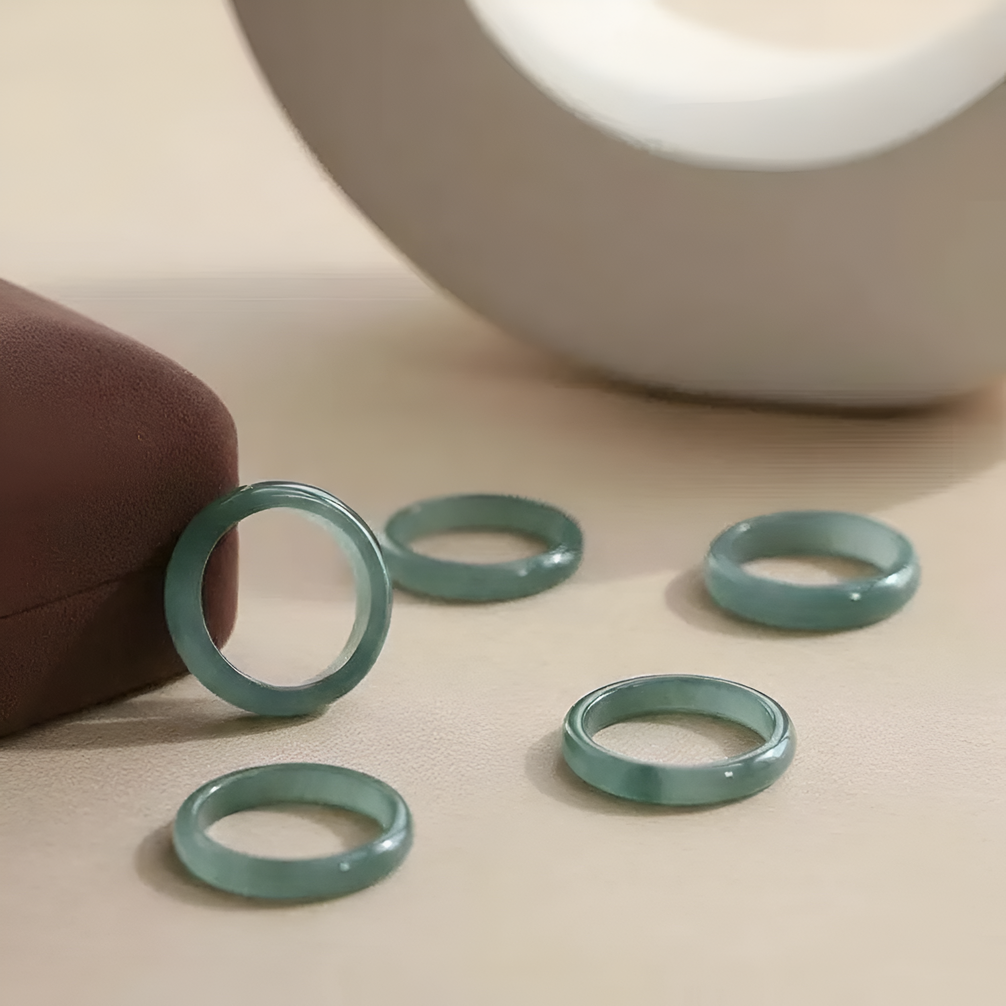 Natural Green Jade Skinny Ring Minimalist Stacking Boho Gift For Her