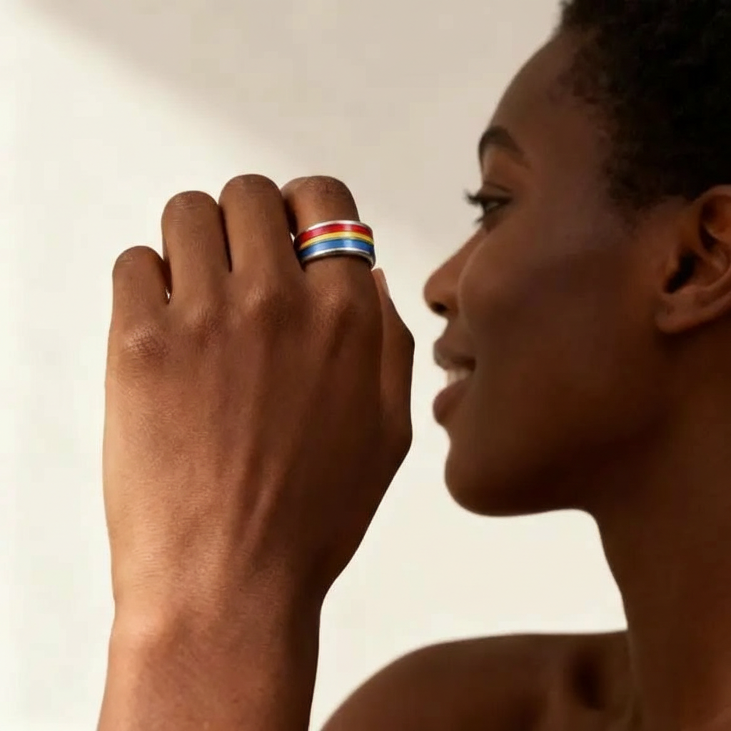 LGBTQ Inspired Rainbow Enamel Pride Band Ring