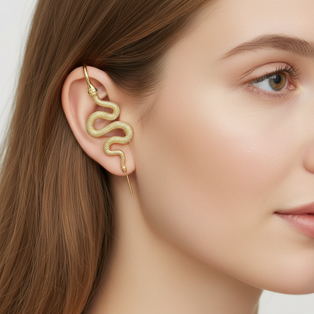 Serpent Hook Earrings With Adjustable Fit And Smooth Finish