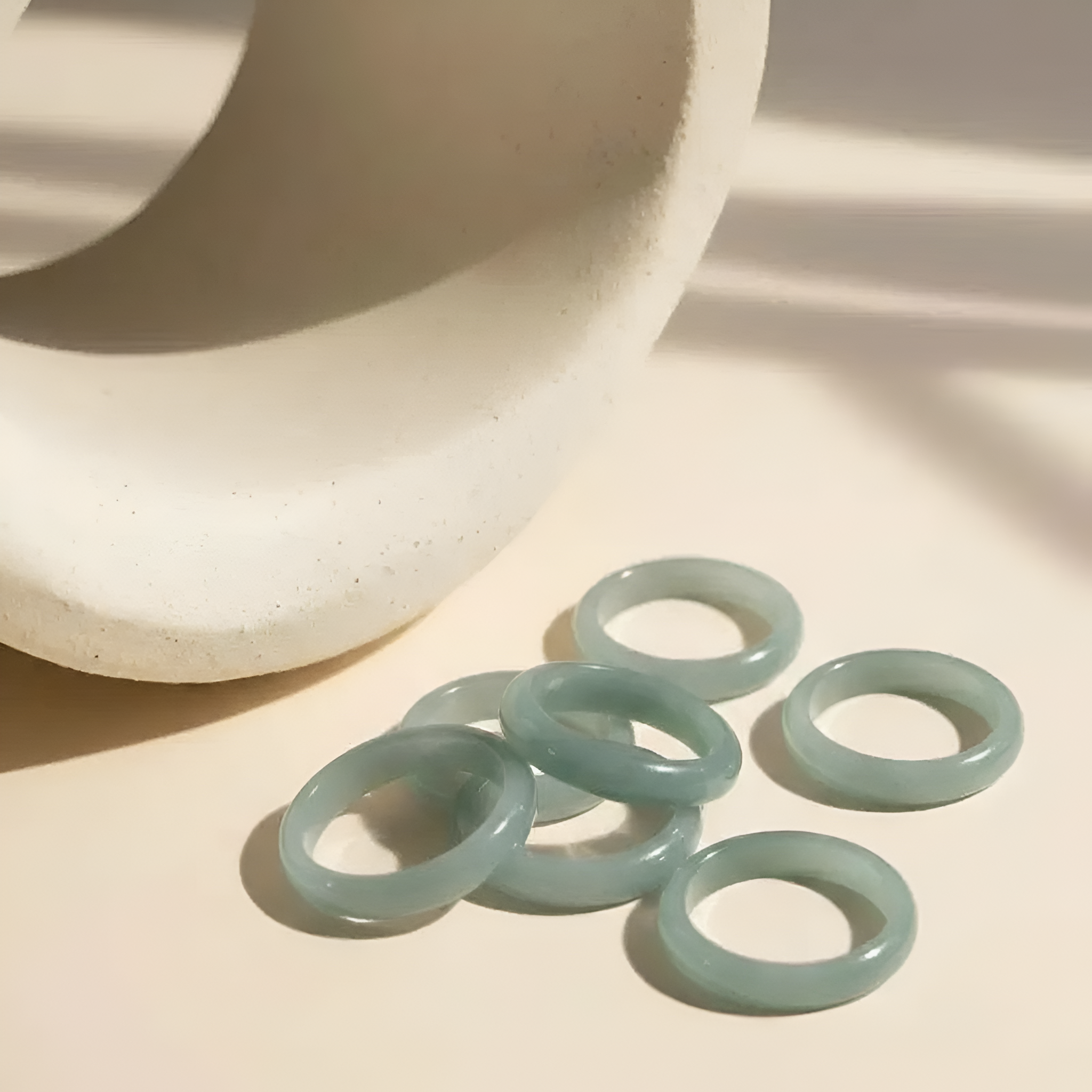 Natural Green Jade Skinny Ring Minimalist Stacking Boho Gift For Her