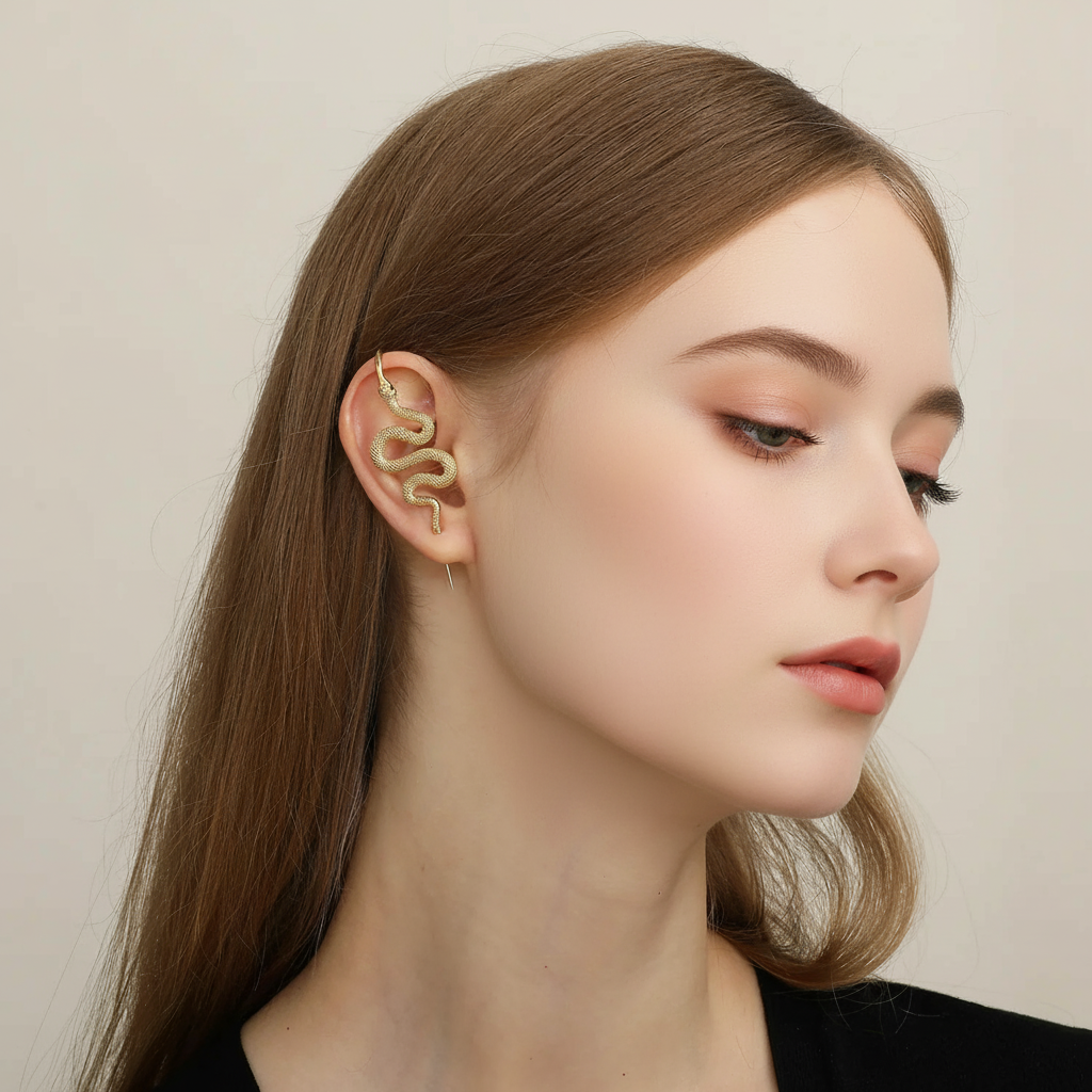 Serpent Hook Earrings With Adjustable Fit And Smooth Finish