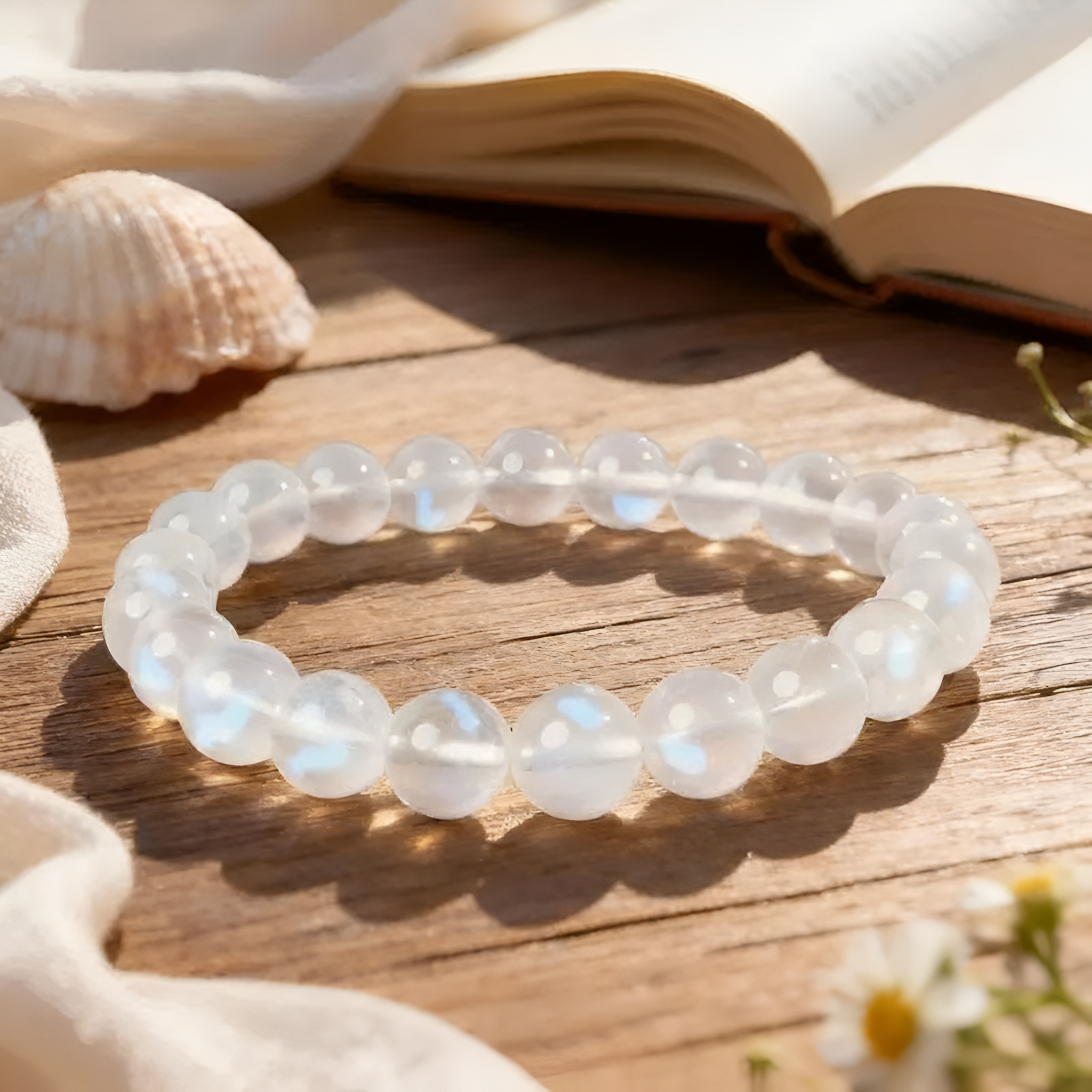 Radiant Rainbow Blue Moonstone Bracelet June Birthstone For Emotional Balance New Beginnings 