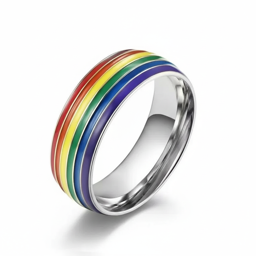 Enamel Rainbow Ring 8mm – LGBTQ+ Pride Band for Men & Women, Party, Daily Wear – Sizes 6-13 – Pride Jewelry, Rainbow Ring, LGBTQ+ Pride Symbol, Colorful Enamel Ring #TikTokShopBlackFriday