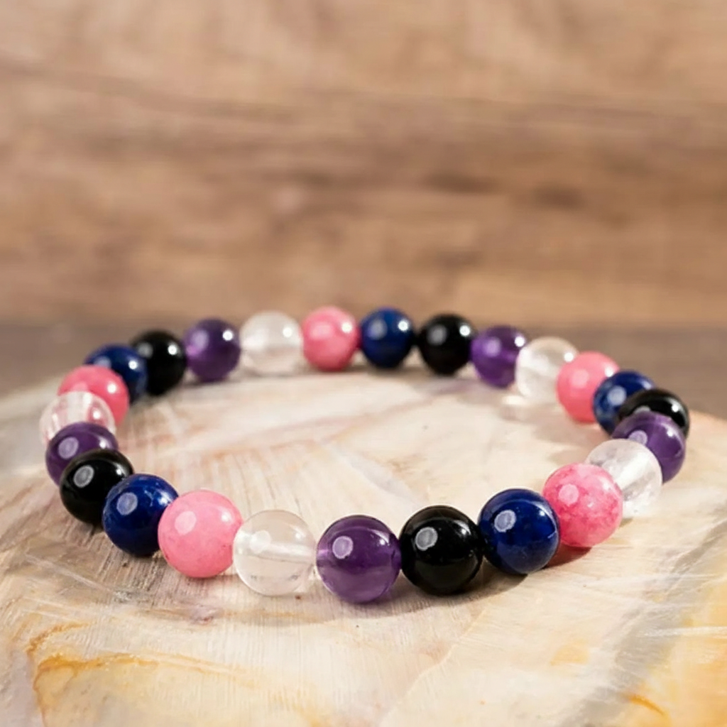 Pride Crystal Beaded Bracelet  LGBTQ Natural Rainbow Gemstones for Love & Support – Unisex Chakra Healing Jewelry Perfect for Pride Month, Daily Wear Parties & Weddings Emotional Balance Empowerment