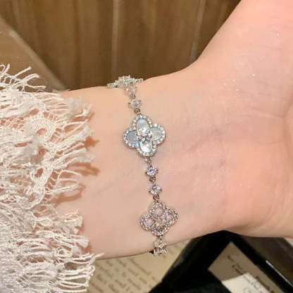 Rose Gold Floral Bracelet With Crystals Ideal For Mothers Day-Florence Scovel