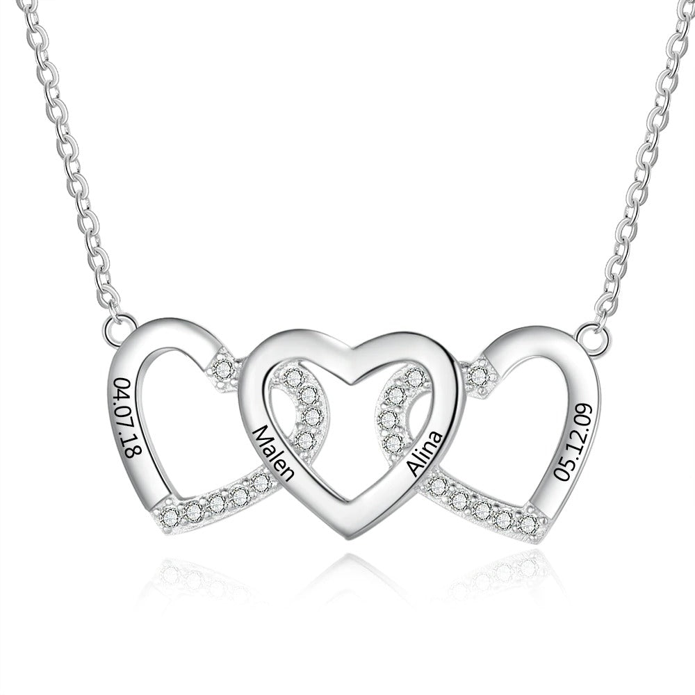 Personalized Engraved 3 Names Heart Necklace-Florence Scovel