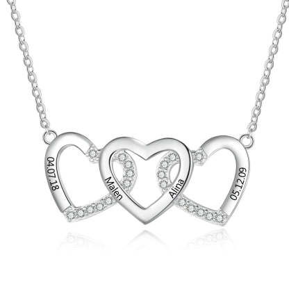 Personalized Engraved 3 Names Heart Necklace-Florence Scovel