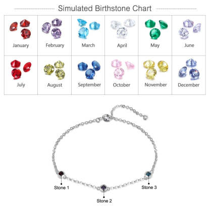Customized 3 Birthstones Chain Bracelet For Women-Florence Scovel