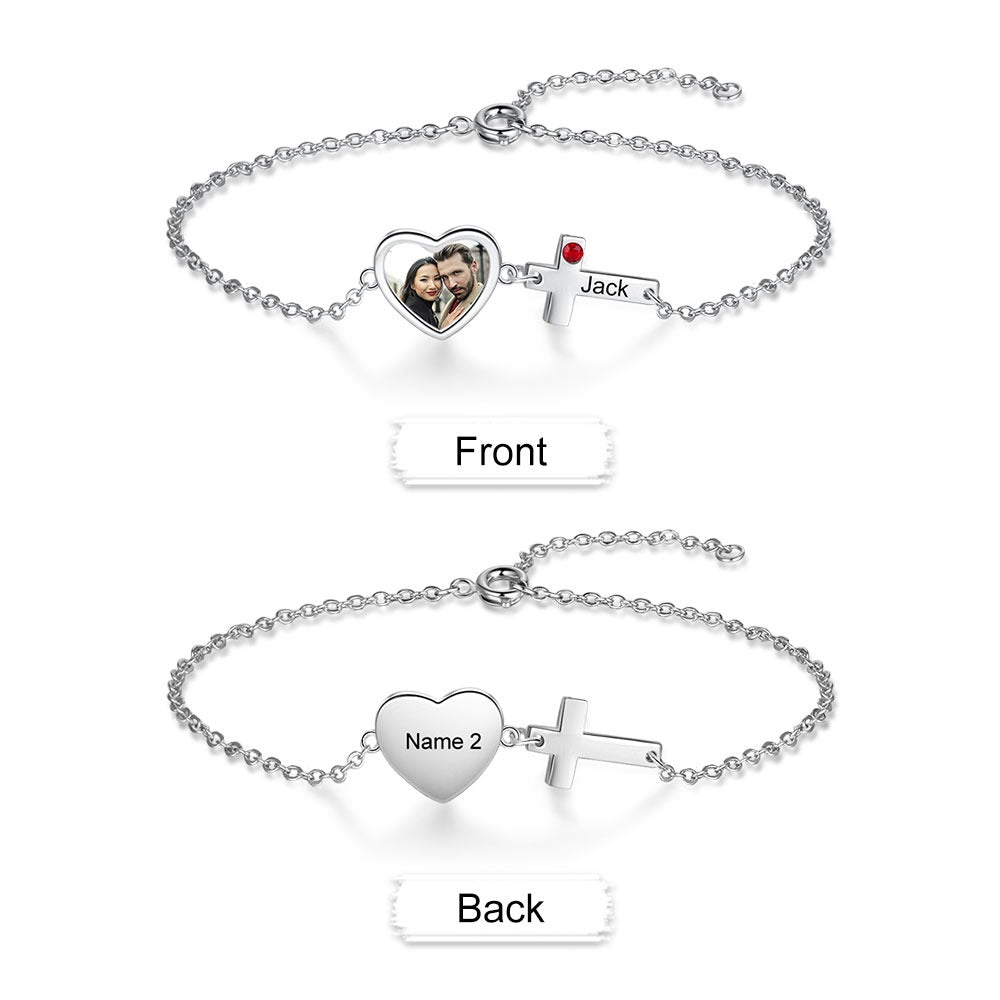 Personalized Engrave Name & Photo Cross Bracelet-Florence Scovel