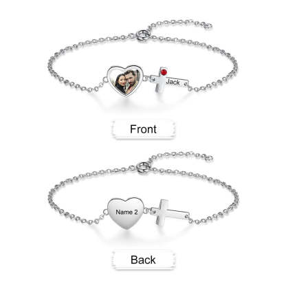 Personalized Engrave Name & Photo Cross Bracelet-Florence Scovel