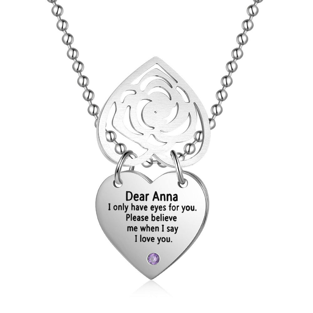 Personalized 2 Birthstone Stainless Steel Necklace-Florence Scovel