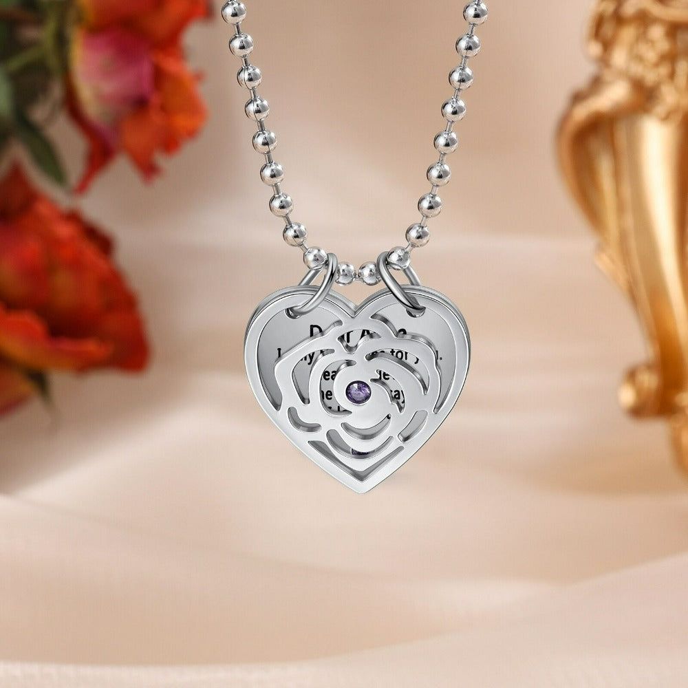 Personalized 2 Birthstone Stainless Steel Necklace-Florence Scovel
