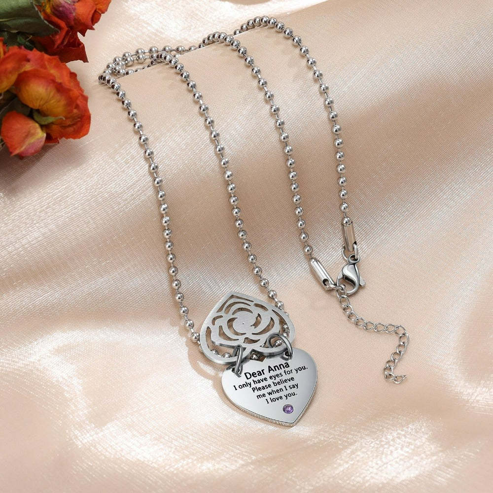 Personalized 2 Birthstone Stainless Steel Necklace-Florence Scovel