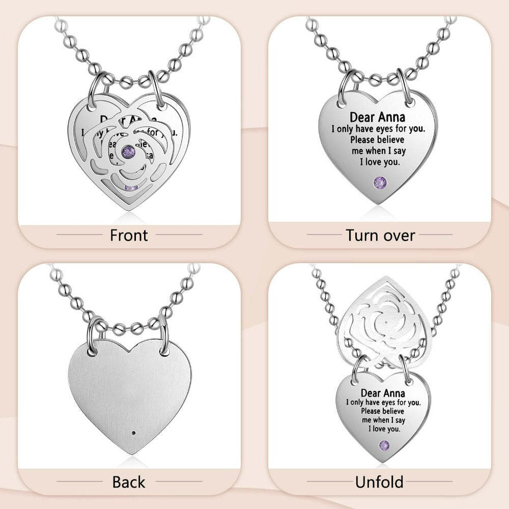 Personalized 2 Birthstone Stainless Steel Necklace-Florence Scovel