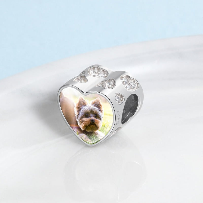 Heart-Shape 1 Photo Cubic Zirconia Charms Beads-Florence Scovel