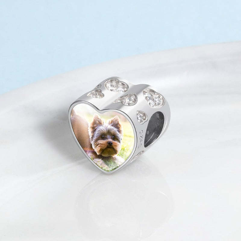 Heart-Shape 1 Photo Cubic Zirconia Charms Beads-Florence Scovel