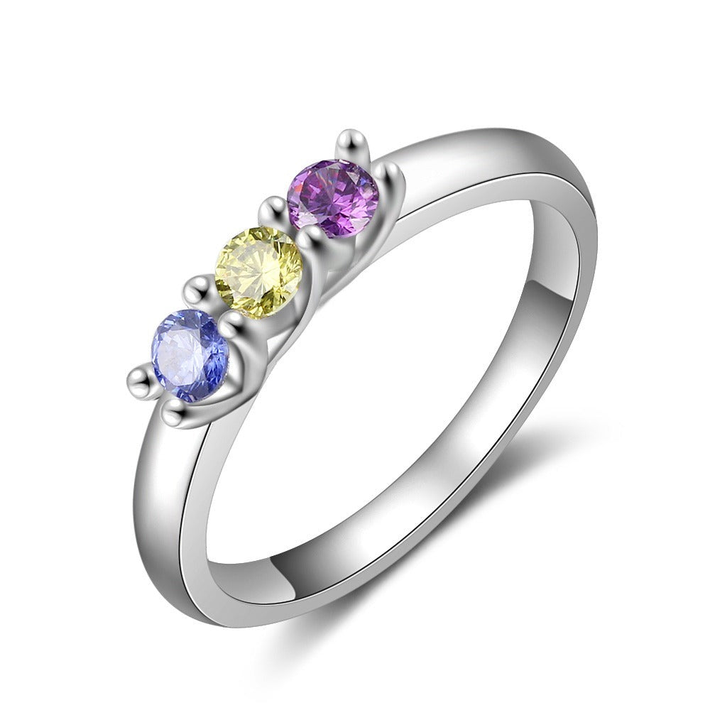 Customized Silver Color 3 Birthstone Rings For Women-Florence Scovel