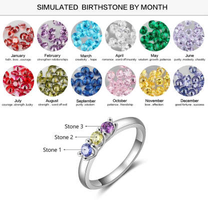 Customized Silver Color 3 Birthstone Rings For Women-Florence Scovel