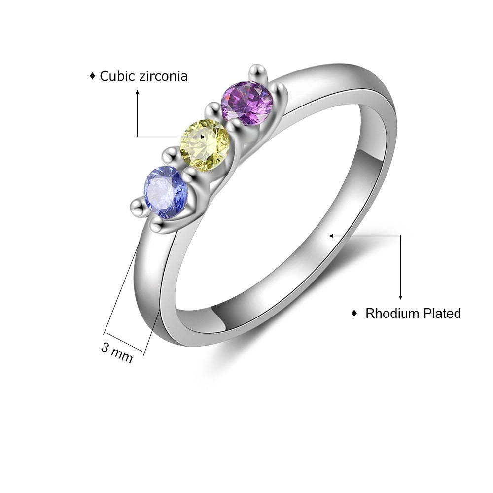 Customized Silver Color 3 Birthstone Rings For Women-Florence Scovel