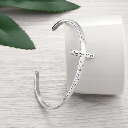 Customized Engrave Stainless Steel Cross Cuff Bracelet For Women-Florence Scovel