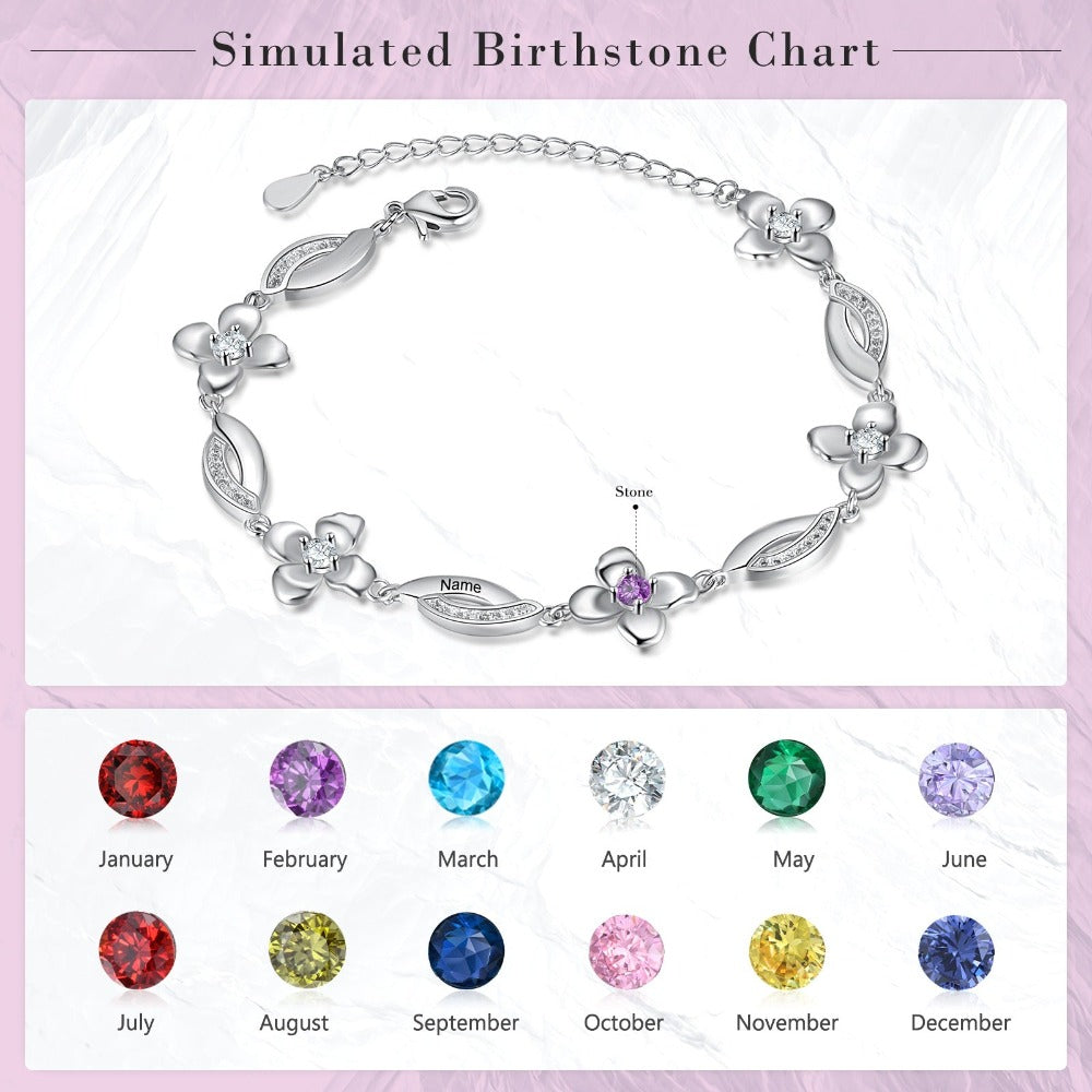 Customized Flower Bracelet With 4 Birthstones For Women-Florence Scovel