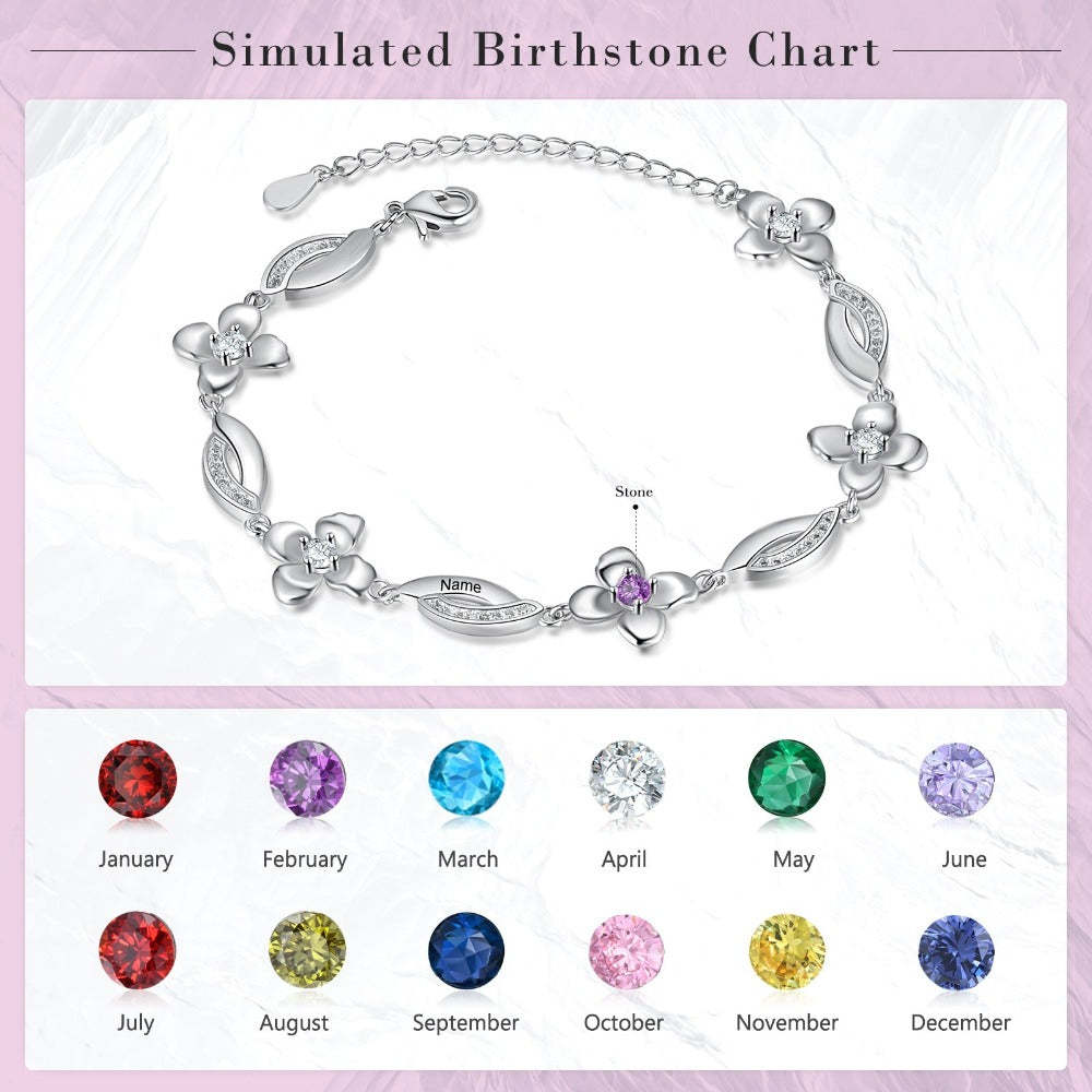 Customized Flower Bracelet With 4 Birthstones For Women-Florence Scovel