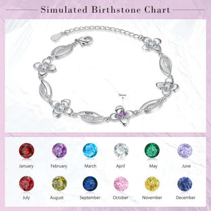 Customized Flower Bracelet With 4 Birthstones For Women-Florence Scovel