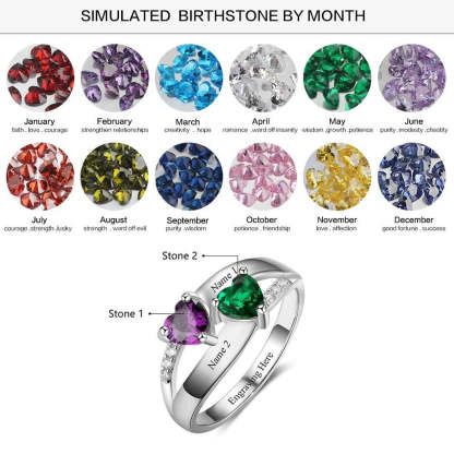 Personalized Birthstone Ring With 2 Names-Florence Scovel