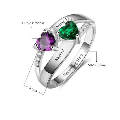 Personalized Birthstone Ring With 2 Names-Florence Scovel