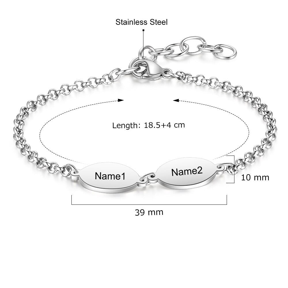 Personalized Oval Design 3 Names Chain Bracelets-Florence Scovel